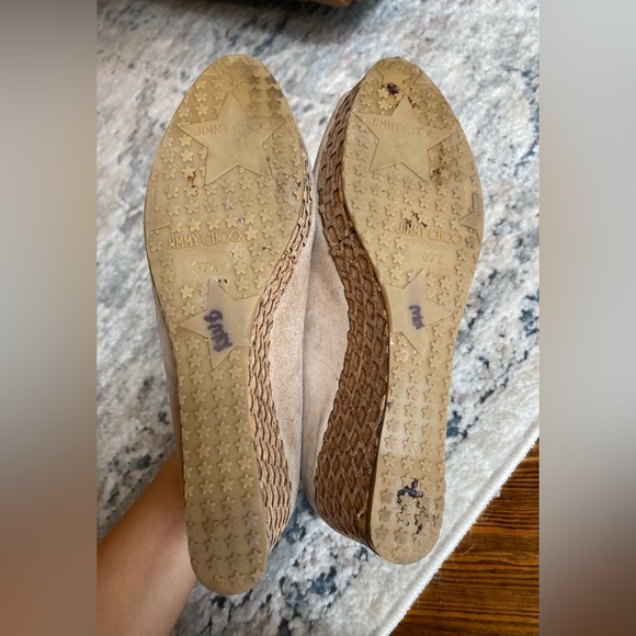 ❤️JIMMY CHOO❤️ Nude Suede Peep Toe Wedge - Picture 9 of 10
